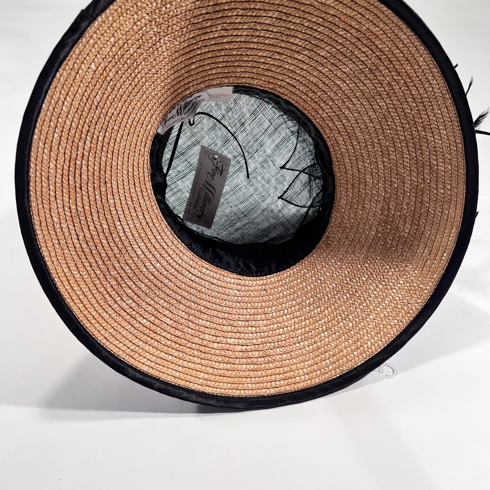 NWT Black and Tan Bucket Brimmed Straw Hat Kentucky Derby - Picture 7 of 7